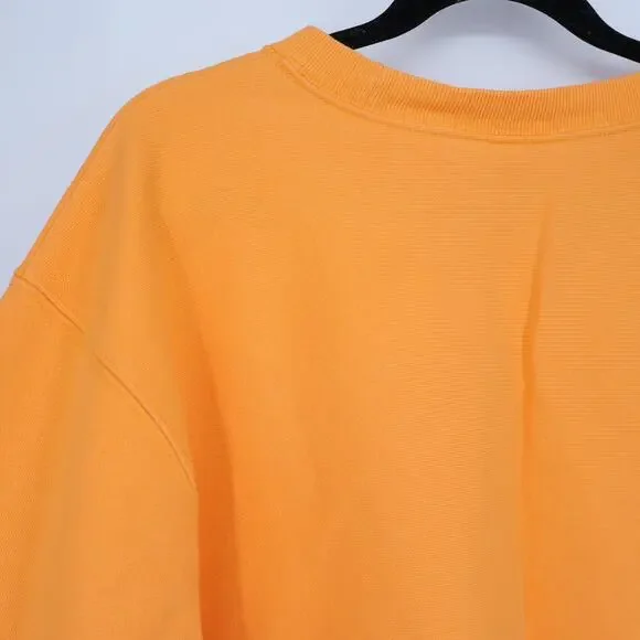 CHAMPION Reverse Weave Cropped Sweatshirt Orange Pullover Crew Neck Women's L - Picture 7 of 12